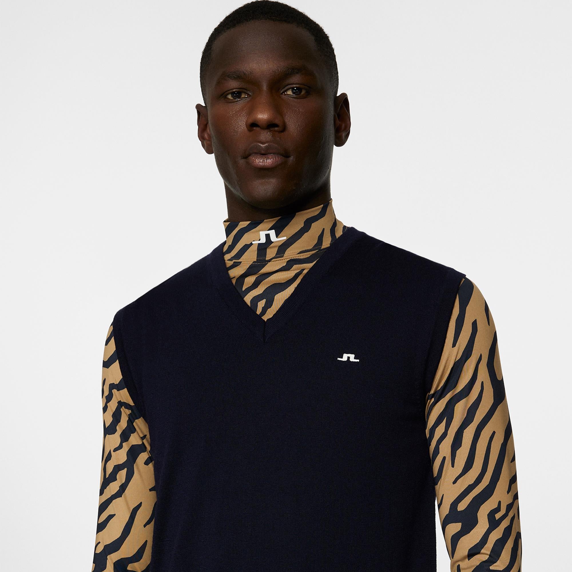 J Lindeberg Liam Knitted Mens Tour Merino Golf Vest Navy